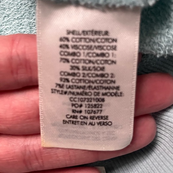 Alice+Olivia Blue Green Crew Neck Long Ruffle Sleeves Cropped Sweatshirt Size M - Picture 8 of 8